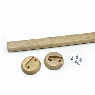 Imagem de Vara de armário oval de madeira para pendurar roupas, 1 pacote com poste de armário premium, barra transversal, varões de pendurar de faia natural polida para armário com suportes de extremidade para