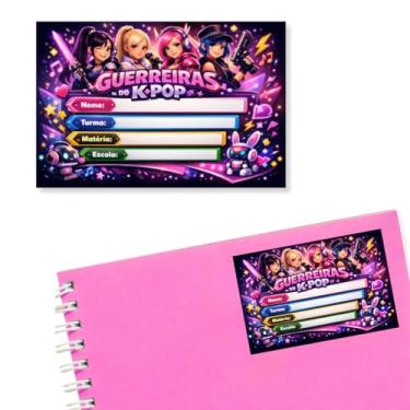 Imagem de Kit 14 Etiquetas Escolares M Guerreiras Do K-pop Caderno Infantil Menina Personalizado Adesivo Volta as Aulas