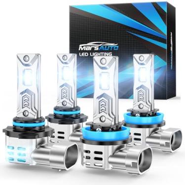 Imagem de Marsauto Combo de faróis de neblina M4 HB3 H11/H8/H9/H16, 9005 H11, design 1:1 com ventilador de resfriamento, Plug and Play, pacote com 4