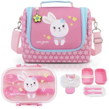 Imagem de Kit Bolsa Lancheira Térmica + Marmita Dupla C/ Talheres - Jacki Design