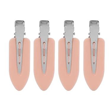 Imagem de CUOFYUNL 4 peças de acessórios de presilha de cabelo para maquiagem, clipes de cabelo sem dobra, clipes de estilo de cabelo para mulheres (quatro folhas rosa)