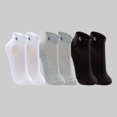 Imagem de Kit 3 Pares de Meias Lupo Cano Curto 03225-089, Branco, Cinza, Preto, 