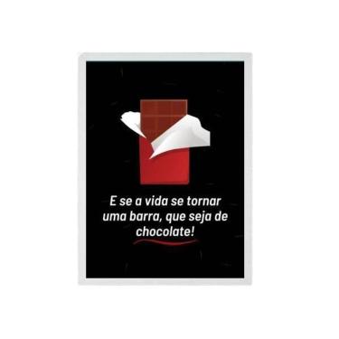 Imagem de Quadro Decorativo Barra De Chocolate Moldura Branca 24X18Cm