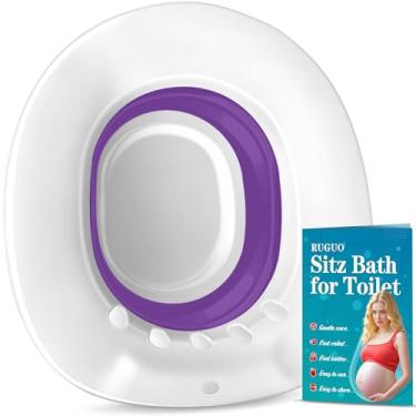 Imagem de RUGUO Banheira Sitz para assento sanitário – Assento de vapor Yoni – Banho Sitz para hemorroidas e cuidados pós-parto – Bidê portátil livre de BPA – Bacia dobrável para imersão de sal Epsom – Ametista