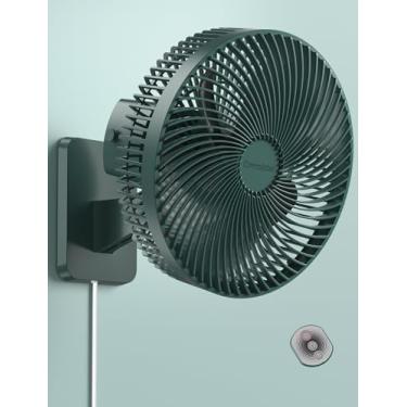 Imagem de Ventilador oscilante de 25 cm com controle remoto e temporizador, ventilador pequeno para trailer com 4 velocidades potentes, oscilação de 90°, inclinação ajustável de 60°, fio de 1,8 m, ventiladores
