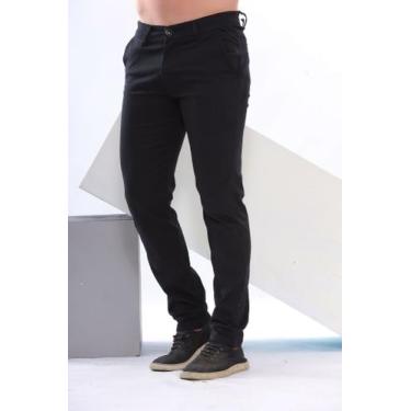 Imagem de Calça De Sarja Reta Skinny Slim Masculina Com Lycra - DIVERSAS CORES -
