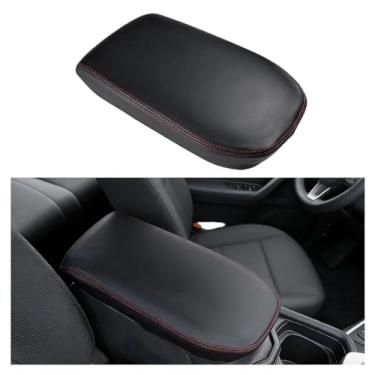 Imagem de CNImpetus Capa de console central compatível com acessórios Toyota RAV4 2025 2024 2023 2022 2021 2020 2019 apoio de braço de couro cobertura do descanso de braço carro e vermelho