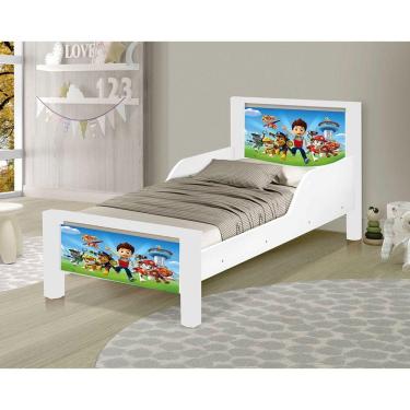 Imagem de Mini Cama Infantil Patrulha Canina Adesivada+Colchão Branco