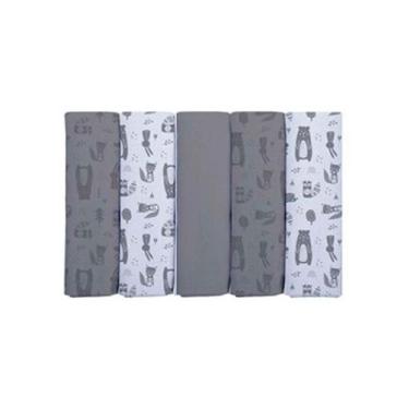 Imagem de Fralda Prime de Pano para Bebê 70 cm x 70 cm Baby Joy, Bichos Cinza