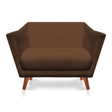 Imagem de Namoradeira Lorena Suede Pés Castanho Marrom