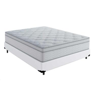 Imagem de Cama Box Casal 138 Tecido Sintetico Branco Com Colchão Toronto Molas Ensacadas Branco D33