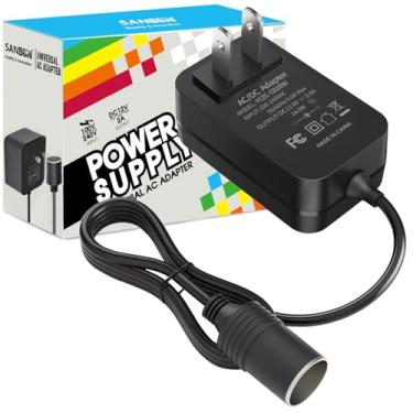 Imagem de Conversor de tensão 2A Tomada de isqueiro de carro, SANSUN AC240V para DC12V adaptador de fonte transformador para bomba de ar elétrica, ventilador de carro e outros dispositivos abaixo de 24 W (2A)