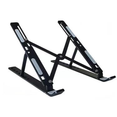 Imagem de Laptop Suporte Base Notebook Tablet Alumínio ABS ipad para tablet laptopDobrável Portátil(Metais-Preto)