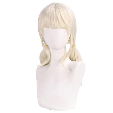 Imagem de Peruca de cosplay loira bicolor com rabos de cavalo gêmeos de 50 cm pa