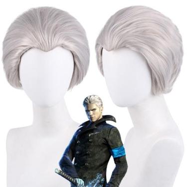 Imagem de Peruca de cosplay Silver Spike Style para personagens de anime - 30cm 