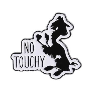 Imagem de Brooch Pin Funny Cartoon No Touchy com design de silhueta preta - Yiwe