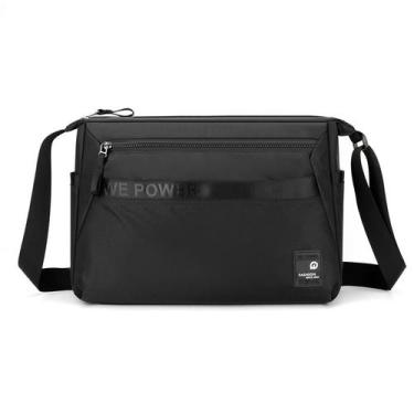 Imagem de Bolsa Messenger de lona impermeável para homens cinza 38x14x26cm - Yiw
