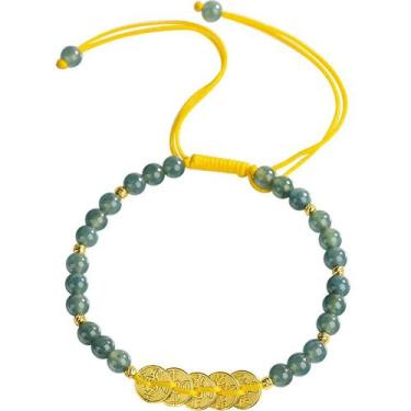 Imagem de Pulseira de jade natural Blue Water Five Emperor Coin Feminina - yiwei