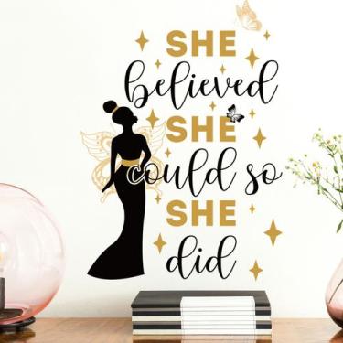 Imagem de Adesivo de parede She Believe She Could So She Did PVC 30x60cm - yiwei