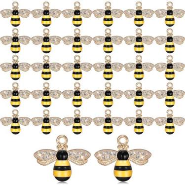 Imagem de Pingentes Charm Bee com strass para fazer joias x32 - Yaomiao