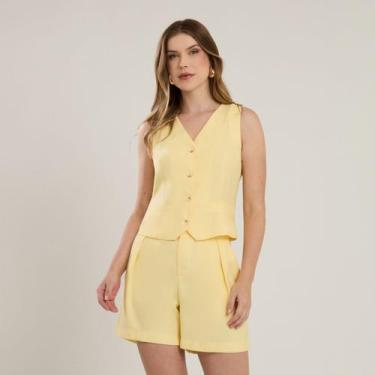 Imagem de Conjunto Alfaiataria Colete Shorts Amarelo Miss Joy 8097-37 Cor:Amarel