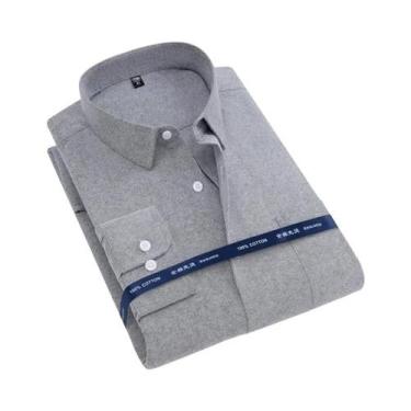 Imagem de Camisa Oxford Masculina De Manga Longa 100% Algodão Confortável Respir