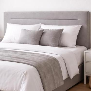 Imagem de Cabeceira Estofada Queen Cama Moderna Suede 170cm Cinza - Decor Box