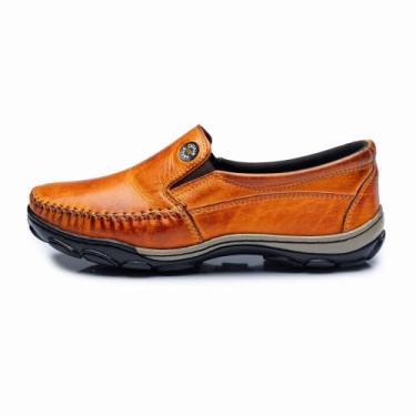 Imagem de Mocassim Sapatilha Masculino couro pala lisa - Odair shoes, Whisky, 41