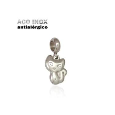 Imagem de Pingente Gato Aço Inóx Antialérgico Pulseiras Berloque - Pulseiras e B