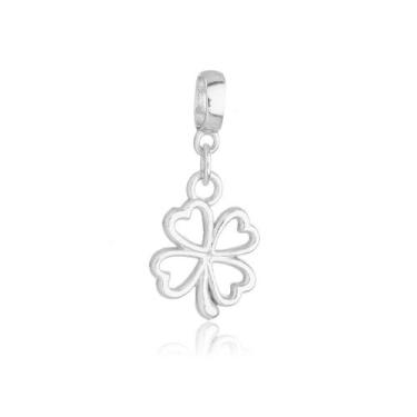Imagem de Pingente Trevo 4 Folhas em banho Prata Pulseiras Berloques - Pulseiras