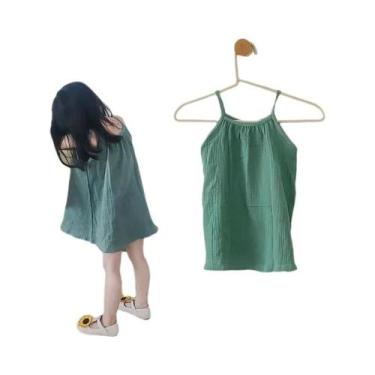 Imagem de Vestido De Verão Para Menina, Muslin De Algodão Respirável, Sem Mangas