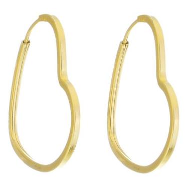 Imagem de Brinco Coração 19 Mm Em Ouro 18k 750 Dourado - Jetta