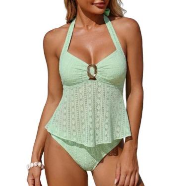 Imagem de Maiô tankini com alças ZAFUL, duas peças, com renda e argola em O