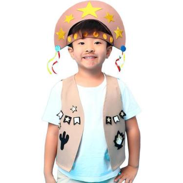 Imagem de Colete Infantil de Festa Junina Com Chapeu Cangaceiro Roupa de Luxo pr