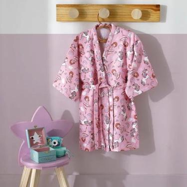 Imagem de Roupão Infantil Bailarina Unicórnio Dohler 100% Algodão, P
