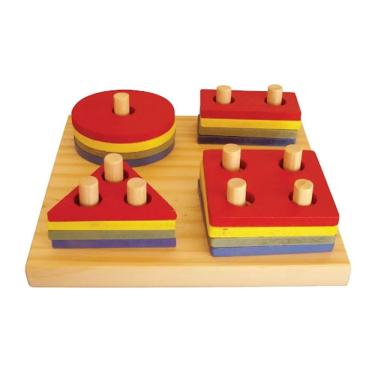 Imagem de Brinquedo Educativo Pranchas de Seleção 16 Peças em Madeira para Raciocínio Lógico Sonho de Criança