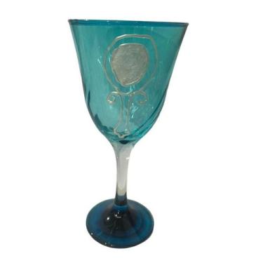 Imagem de Taça Azul Iemanjá Lirio Abebê Super luxo 330 ml -Vidro - Lua Mística -