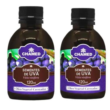 Imagem de Oleo Vegetal de Sementes de Uva Chamed para Massagem e Pele Oleosa 100% Puro Kit 2 Frascos 120ML