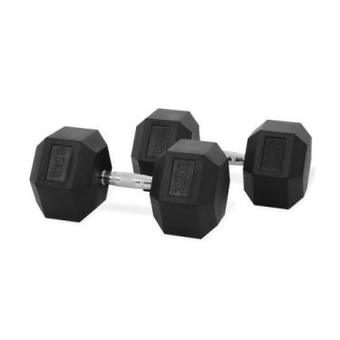 Imagem de Par de Halteres Dumbell Sextavado Emborrachado 35kg - AHEAD SPORTS