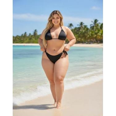 Imagem de Biquini Plus Size Cortininha Ajustavel Calcinha Amarração - Sussurro, 
