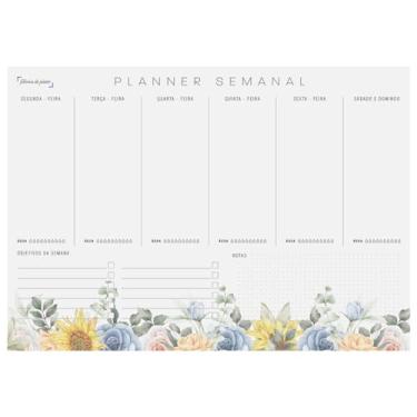 Imagem de Fábrica de Pôster Planner Semanal em Bloco 50 Folhas Tamanho A4 (Floral)