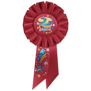 Imagem de Beistle 2nd Place Red Fabric Rosete Ribbon Second Prize Recognition Award, 8,25 cm x 16,5 cm, multicolorido