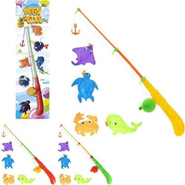 Imagem de Jogo Pega Peixe, Art Brink, Com 4 Peixes e Vara