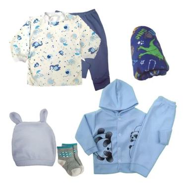 Imagem de Kit Roupinha de Bebê 7 Pçs Inverno Conjunto Soft Touca Manta