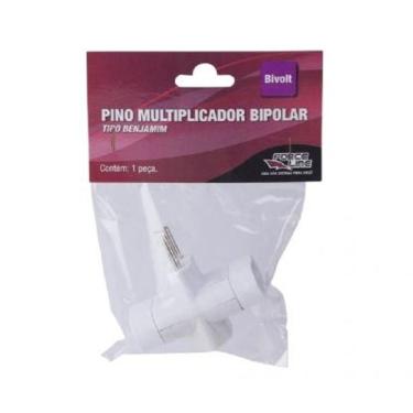 Imagem de Pino Multiplicador 3 Tomadas Bipolar Branco Force Line