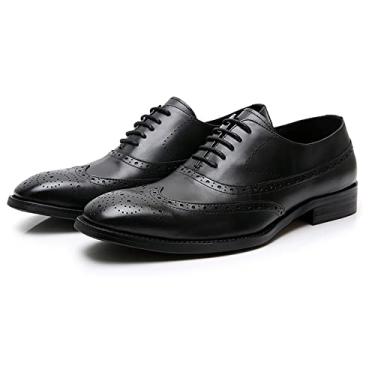Imagem de Sapatos sociais masculinos com cadarço formal Oxford moderno formal Oxford sapatos casuais confortáveis sapatos de casamento antiderrapantes sapatos de negócios