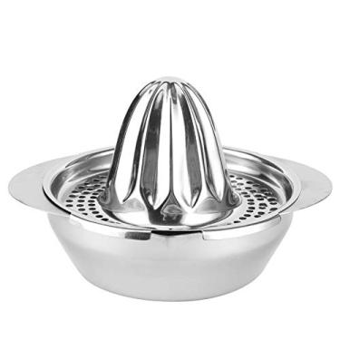 Imagem de Espremedor manual de aço inoxidável Espremedor de frutas e limão com tigela Coador de espremedor Cozinha Ferramenta doméstica com coador e tigela de 9 onças.