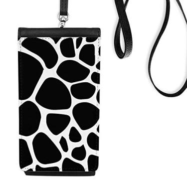 Imagem de Girafa Animal Art Grain Ilustration Pattern Phone Wallet Purse Hanging Mobile Pouch Preto Bolso