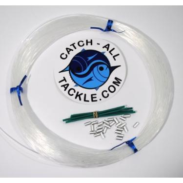 Imagem de (45kg) - Monofilament Fishing Leader Kit 100yds 1.0mm-45kg Clear-Loop protectors crimps