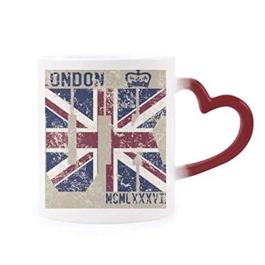 Imagem de Caneca sensível ao calor com a bandeira da Union Jack do Rei de Londres do Reino Unido que muda de cor vermelha